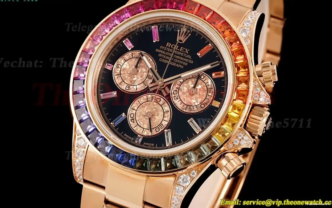 116595 Daytona Dia Rainbow RG IPKF SA4130 RG 40mm Black 0510